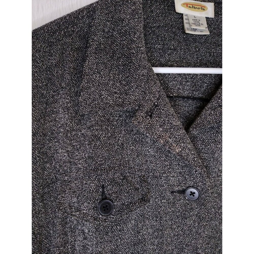 Talbots Women's L Gray Heather Button Pockets Jacket Blazer Top Cotton Blend - Picture 2 of 5